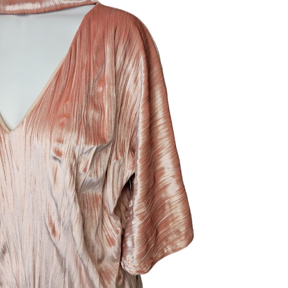 Missguided Crushed Velvet Tunic Top Size 4 Bell Sleeve - Picture 2 of 8